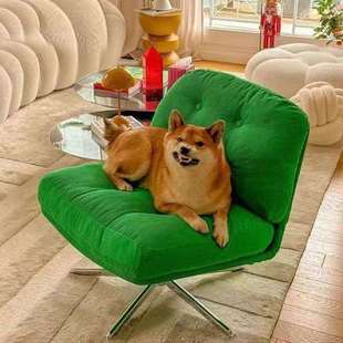 网椅红沙发客厅阳台小型懒人沙椅中户古风设计师椅可转椅旋转单发