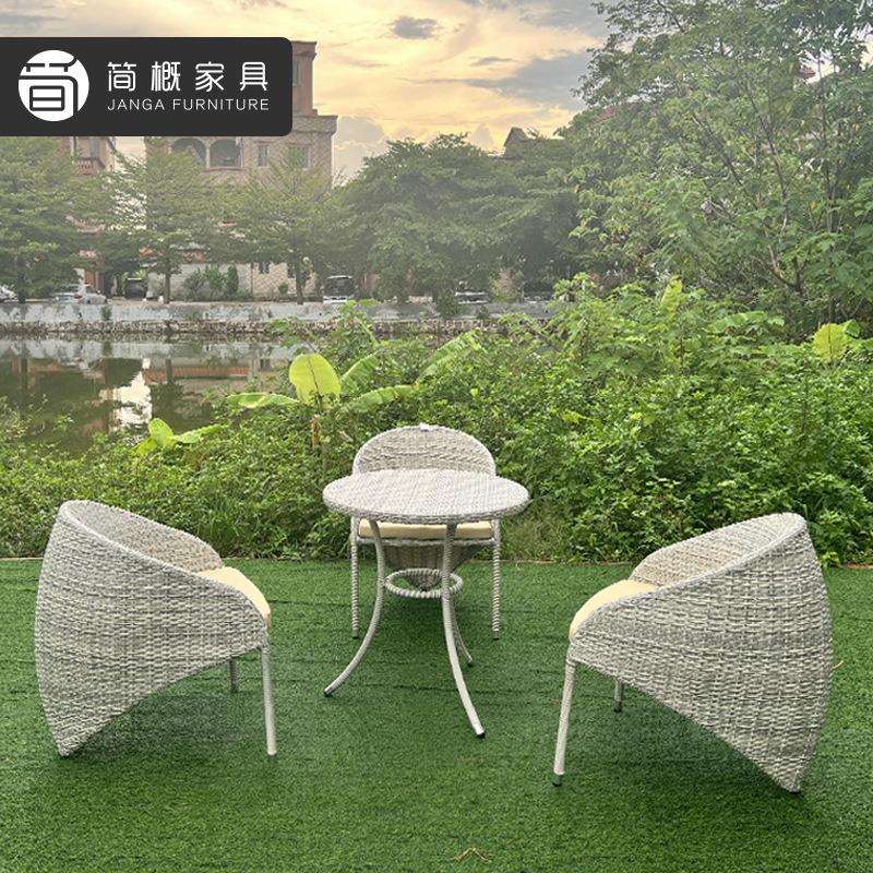 户22-8-13-外家具庭院民宿露创台别墅意藤椅阳茶休闲简约台一桌三