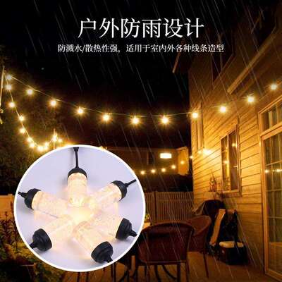户摊外水led灯串摆露营防装氛围闪灯节日庭GIB院灯小彩灯气泡饰灯