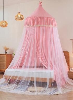款免安装遮光圆顶蚊帐一体式家用卧室新公主儿帘童吊SLB顶床幔蚊