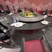 NXU源头厂价餐新中椅板式 酒店餐桌饭桌电动转盘大圆桌实木岩电动