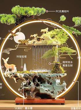 【409水人招收藏】财猫新中式4流MPtmAEQb水生财摆件客厅办公室桌