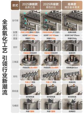 灰毛11369巾免打孔卫生间巾浴室置物架厕所浴太架一体空铝架架子