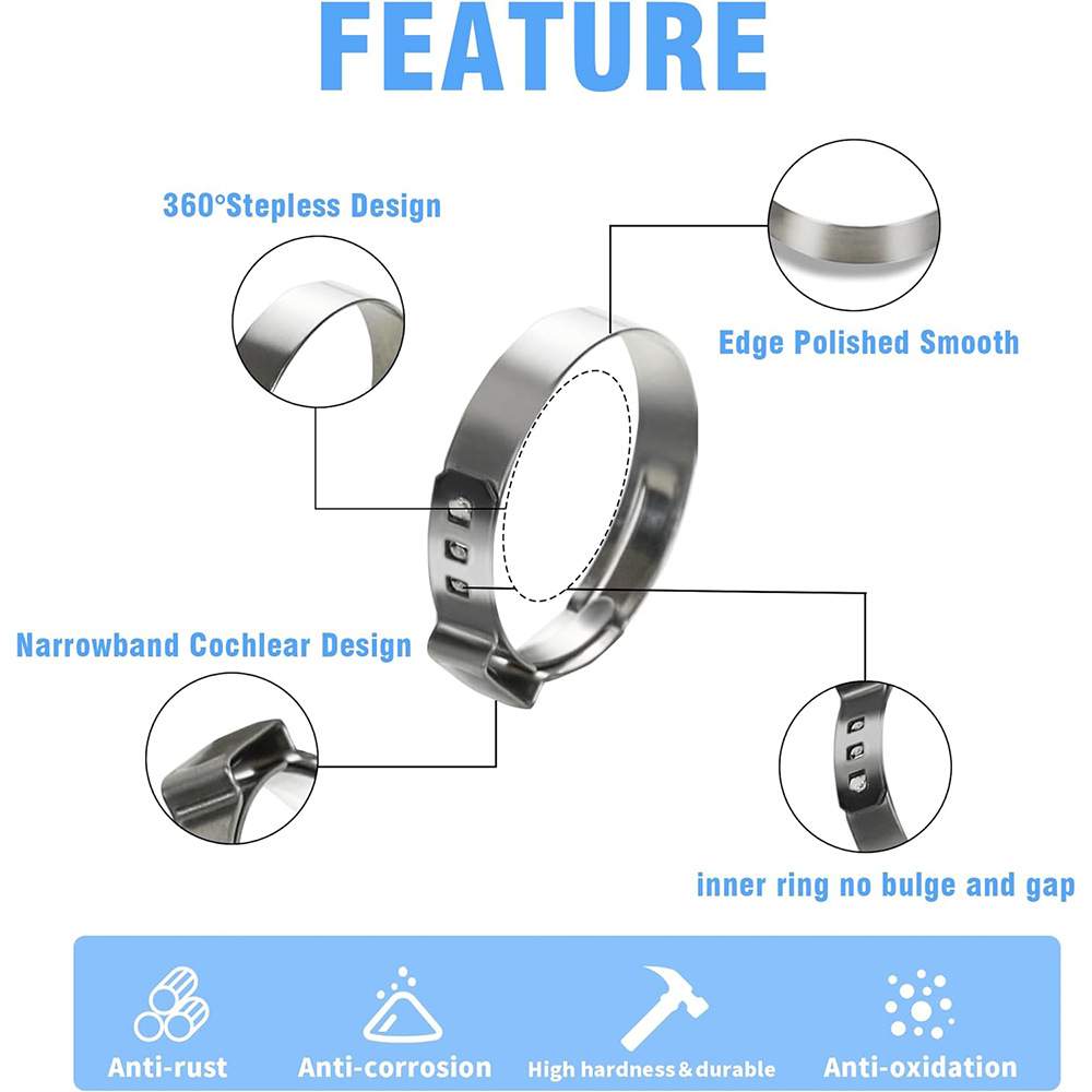 跨境 145PCS盒装 304不锈钢/单耳无极卡箍喉箍 水管油管软管夹