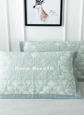 枕巾纯棉一对225新款10001304家用纱布夏季0加大枕装垫巾盖头男生