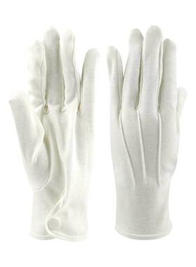 875PHD-G55带背08纯棉舒适耐磨防滑三筋扣白色礼仪手套28g