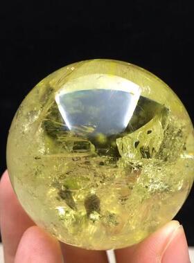 天然黄水晶磨球摆件黄色晶水原石室打玄关客厅卧室办公摆设XYS摆