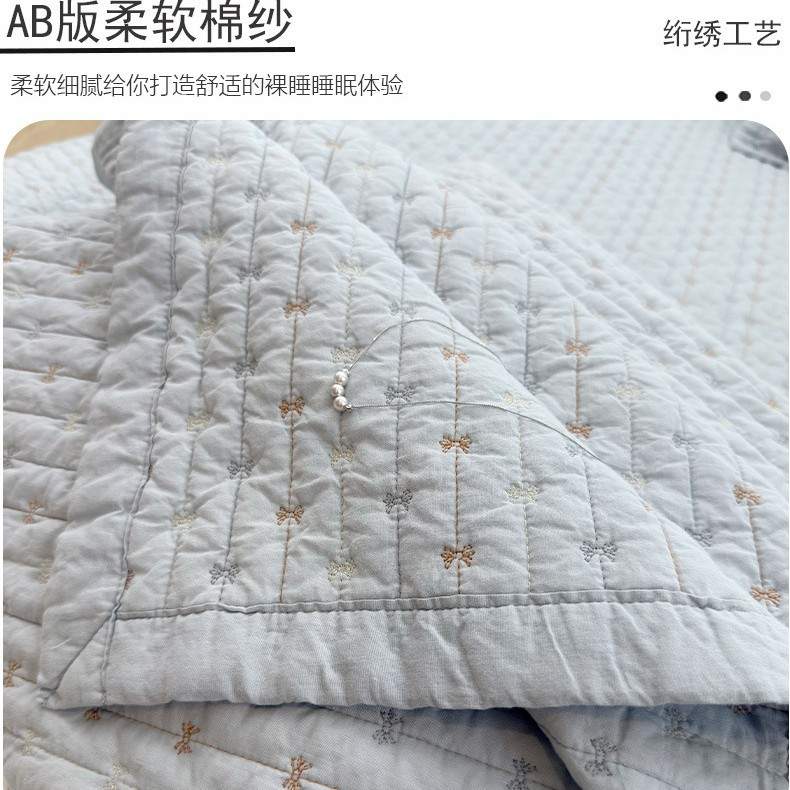 全棉柔软棉纱榻榻米床盖三件套新款纯棉加厚床单人四季通用炕盖垫