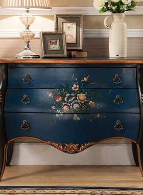 欧美式三乡村斗柜门玄关柜厅ZG-43408隔断柜装饰柜手绘雕花物储柜