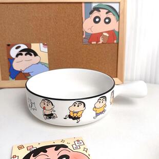 学生带盖可爱方便面碗大容量泡面碗家用卡通陶瓷汤碗家用 卡卡比