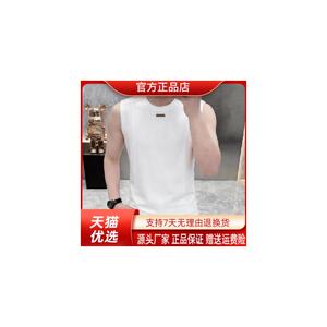 几禾轻奢定制款高档男士夏美式圆领无袖背心T恤跑步运动健身百搭