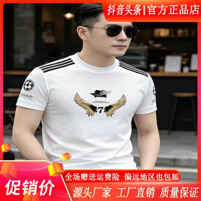 枫善服饰Amphelisia夏季高品质100%纯棉足球短袖男圆领修身重面料