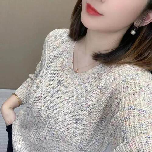 沐沐轻奢集市星空幻彩时尚气质慵懒风棉衫百搭女毛衣宽松显瘦针织