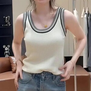 熹绮高端女装认准正版百搭轻奢简约针织吊带无袖背心时尚显瘦背心