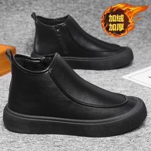 加绒加厚软底时尚 潮圣男鞋 新款 2C025冬季 皮靴保暖潮流防滑棉 男鞋