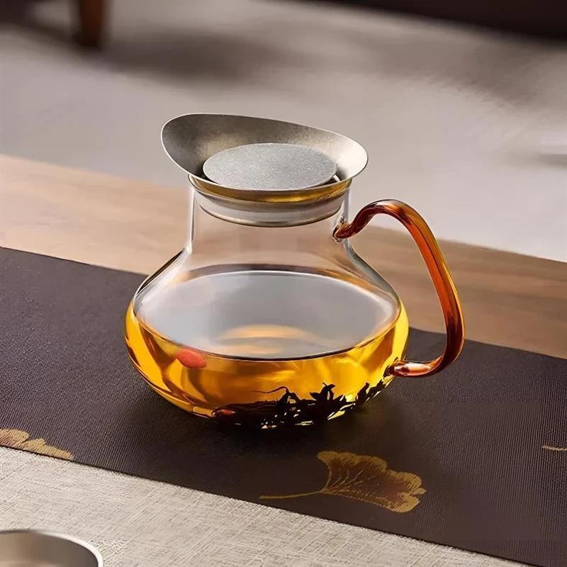 Celest星玺5玻璃茶壶纯钛盖泡茶壶一体过虑茶水分离钛茶杯养生壶