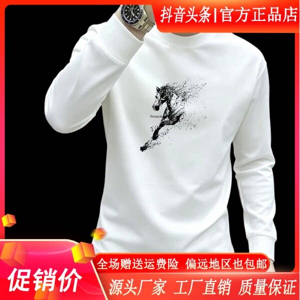 师凯服饰Amphelisia纯棉男版新款潮牌长袖打底衫时尚百搭圆领上衣