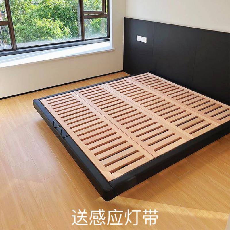 悬浮床榉木实木榫卯结构排骨架无床头现代简约主卧双人床公寓酒店