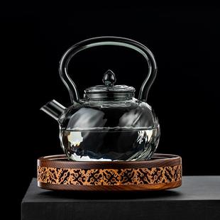 世器玻璃煮茶壶养生煮茶器家用小型核桃木电陶炉围炉烧水煮茶套装