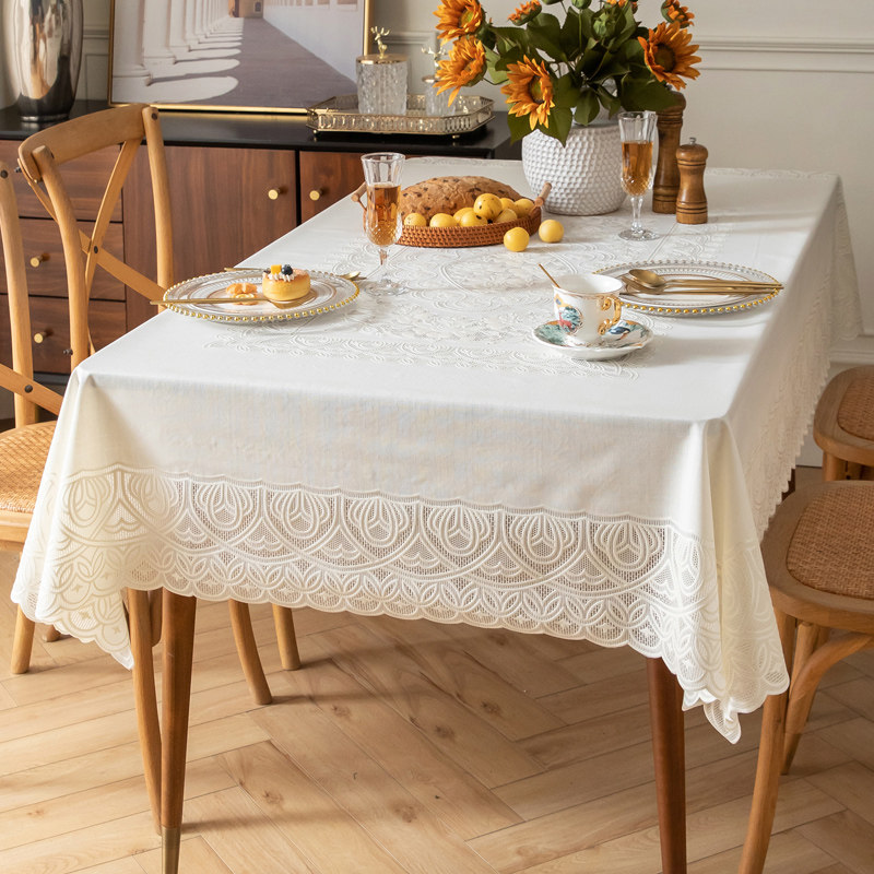 高颜值防水pvc桌布欧式乳白色蕾丝餐桌布茶几布家用台布盖布,居家布艺,桌布,淘宝优惠券,粉丝福利购,淘宝优惠卷