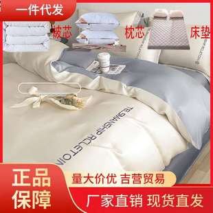 V45O夏天冰丝被子四件套床单枕头一整套床上棉被褥全套七件套学生
