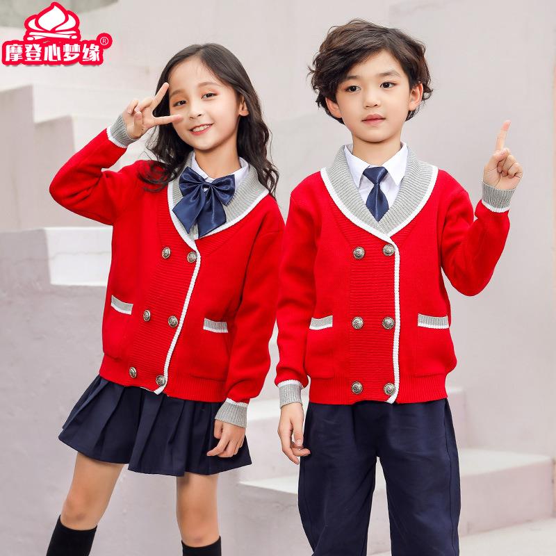 【折扣价】幼儿园园服学院校服儿童班服英伦风针织衫四件套小学生