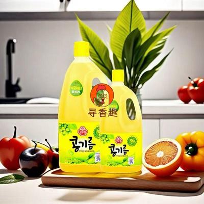 韩国原装进口不倒翁大豆油食用油玉米油炒菜料理纯豆油1.8L大包装