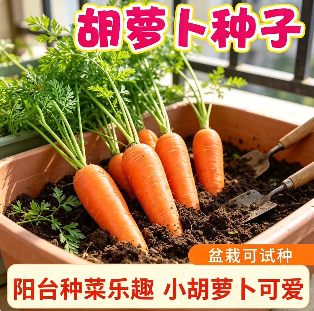 胡萝卜种籽生吃甜脆胡萝卜菜籽家庭菜园露地播种阳台盆栽蔬菜种源图片