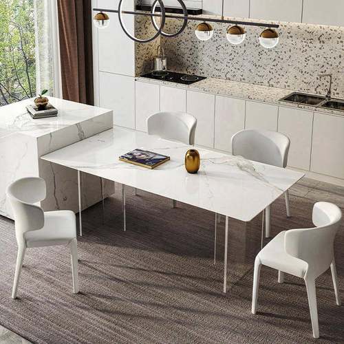 意式极简悬浮亚克力岩板餐桌现代简约网红长方形家用小户型饭桌椅