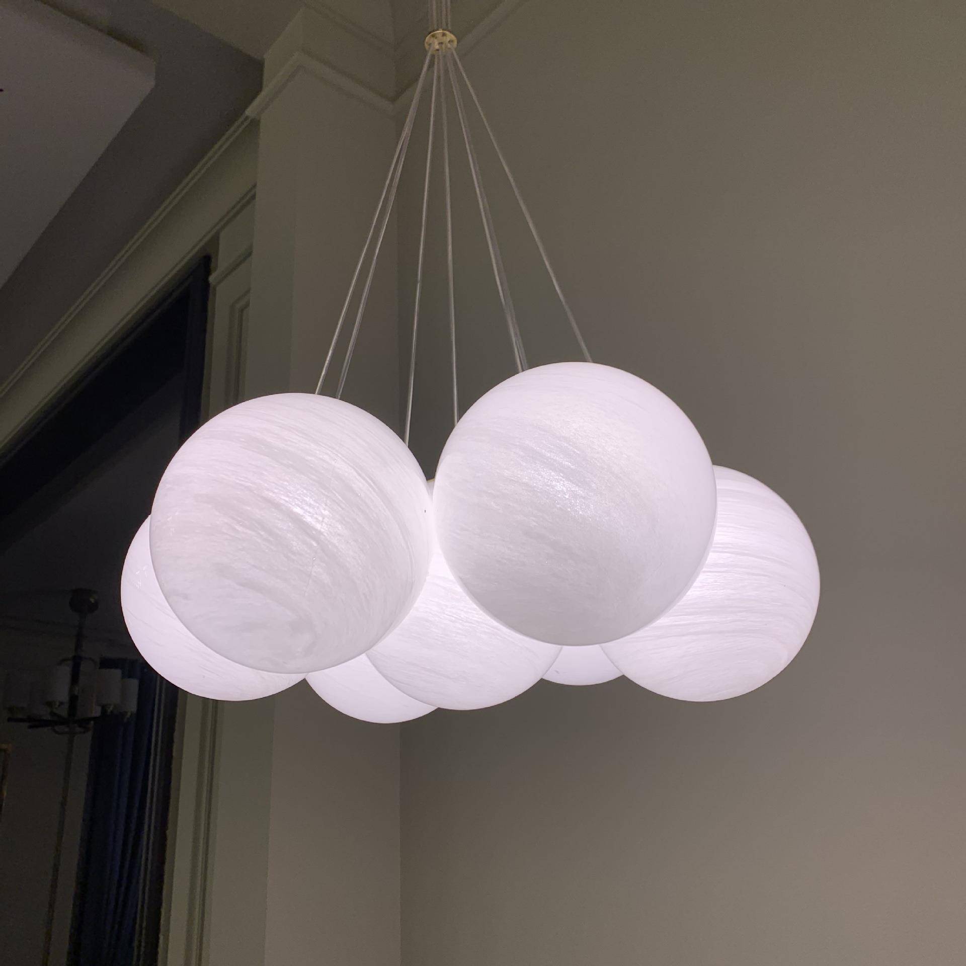 G9LED灯珠全铜北欧简约轻奢现代卧室灯网红玻璃吊灯餐厅卧室