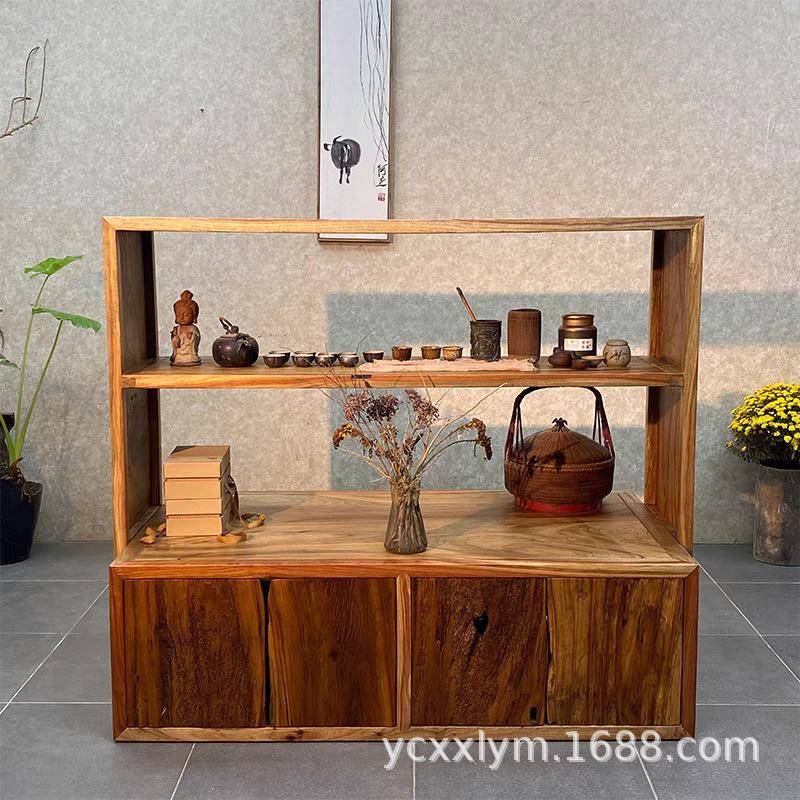 仿古实木货架民宿商用置物架陈列架榆木中岛柜展示台新中式阶梯式