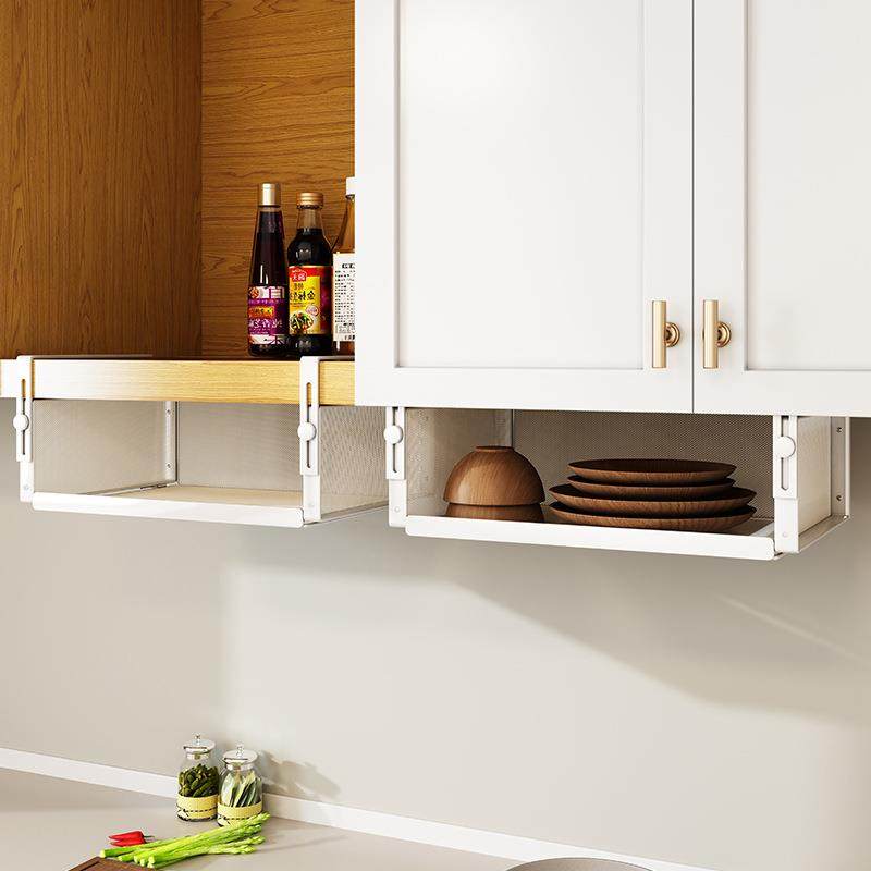 厨房橱柜下挂架子顶柜下悬挂式悬空挂篮吊柜置物架神器收纳免打孔