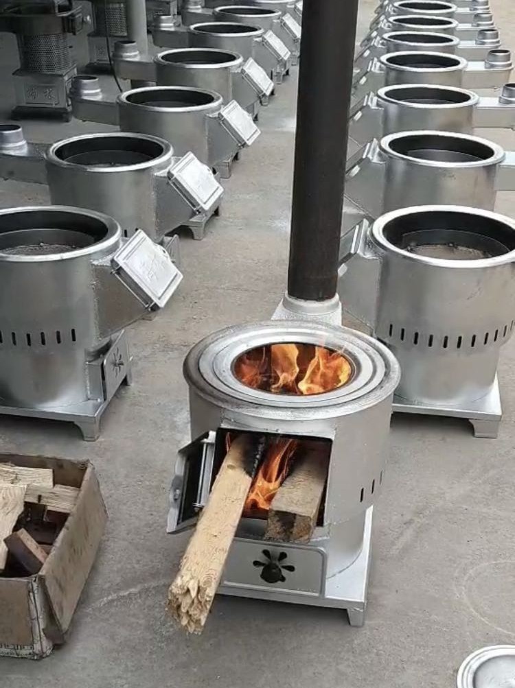 柴火炉铸铁取暖炉家用户外煤柴两用做饭移动气化炉木柴农村大锅台