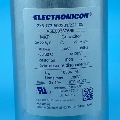 276.173-502301/221108 A5E00337666 22.5uf 600vac薄膜电容