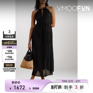 Three London春夏女挂脖小黑裙连衣裙礼服裙 Graces