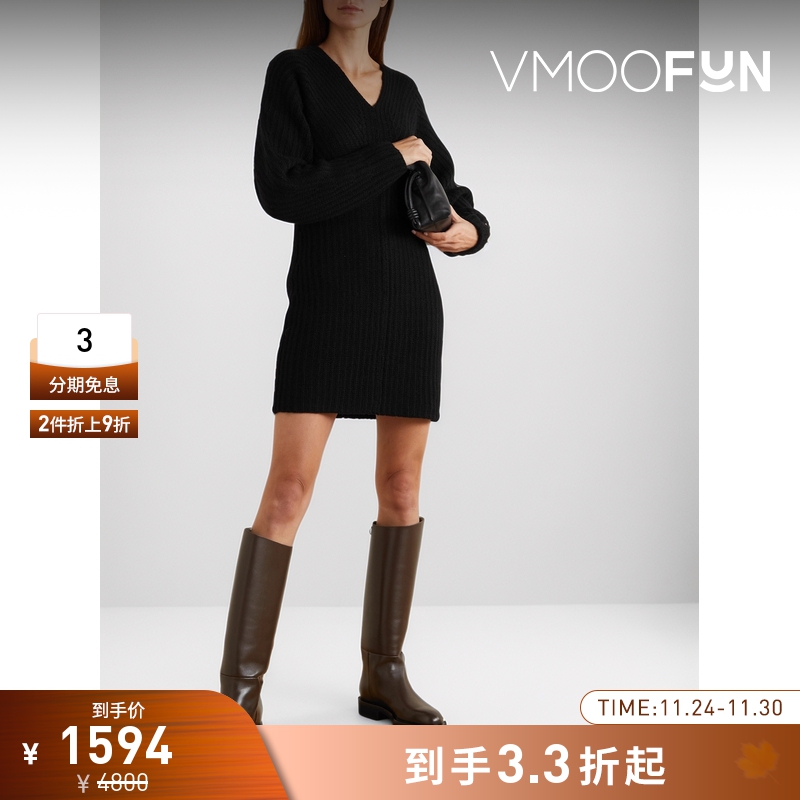 【折扣】THEORY女士罗纹羊毛羊绒混纺迷你连衣裙