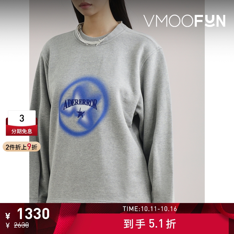 【折扣】Ader Error 秋冬女仿旧印花棉质平纹布卫衣