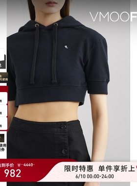 【限时折上9折】Raf Simons 秋冬女刺绣棉质短款连帽卫衣