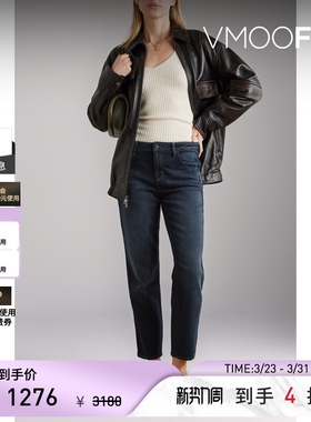 L'Agence女士中腰直筒九分牛仔裤