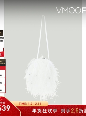 【折扣】Mark Cross 女经典摩登皮革白色羽毛单肩包