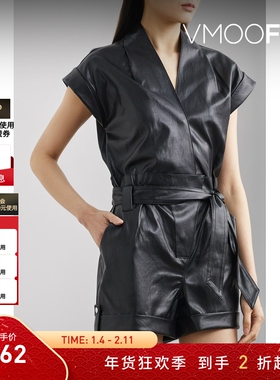 【折扣】RtA 女配腰带人造皮革连体短裤