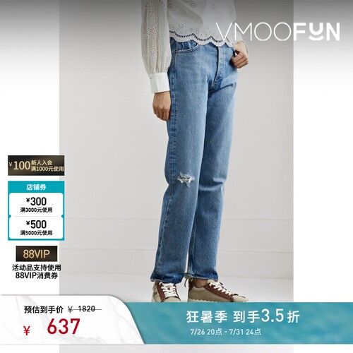 [经典款]AGOLDE女仿旧高腰直筒牛仔裤