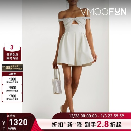 【折扣再降】Self-Portrait 女士挖剪蝴蝶结带缀饰绉纱迷你连衣裙