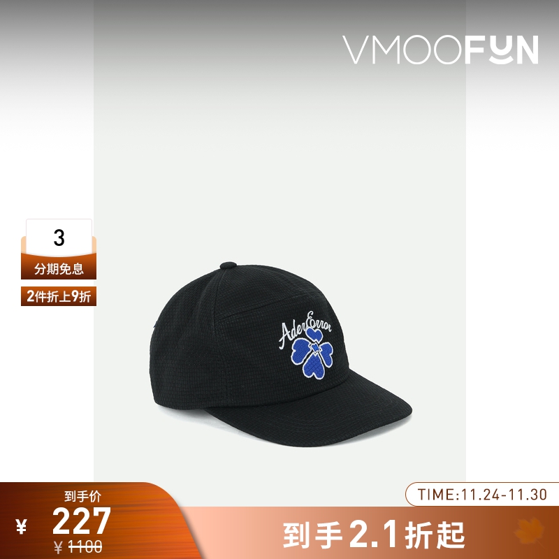 【折扣】Ader Error 女刺绣棉质黑色棒球帽