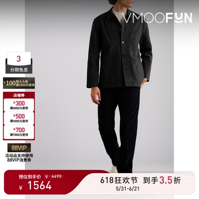 【618狂欢】Officine Generale 男秋冬黑色休闲衬衫式夹克外套