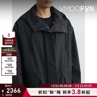 Homme Solid 秋冬男大廓形连帽软壳面料外套夹克 折扣再降