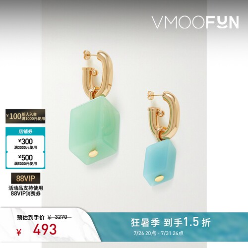 【礼物】Paco  Rabanne 春女树脂金色金属耳环