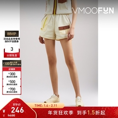 【折扣】STAUD 人造皮革边饰人造羊毛皮短裤