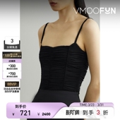 GOLDSIGN春夏女士平行绉缝弹力针织连体紧身衣