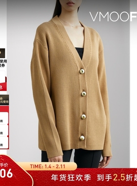 【折扣】Mother of Pearl 女秋冬珍珠棉质混纺开襟针织衫